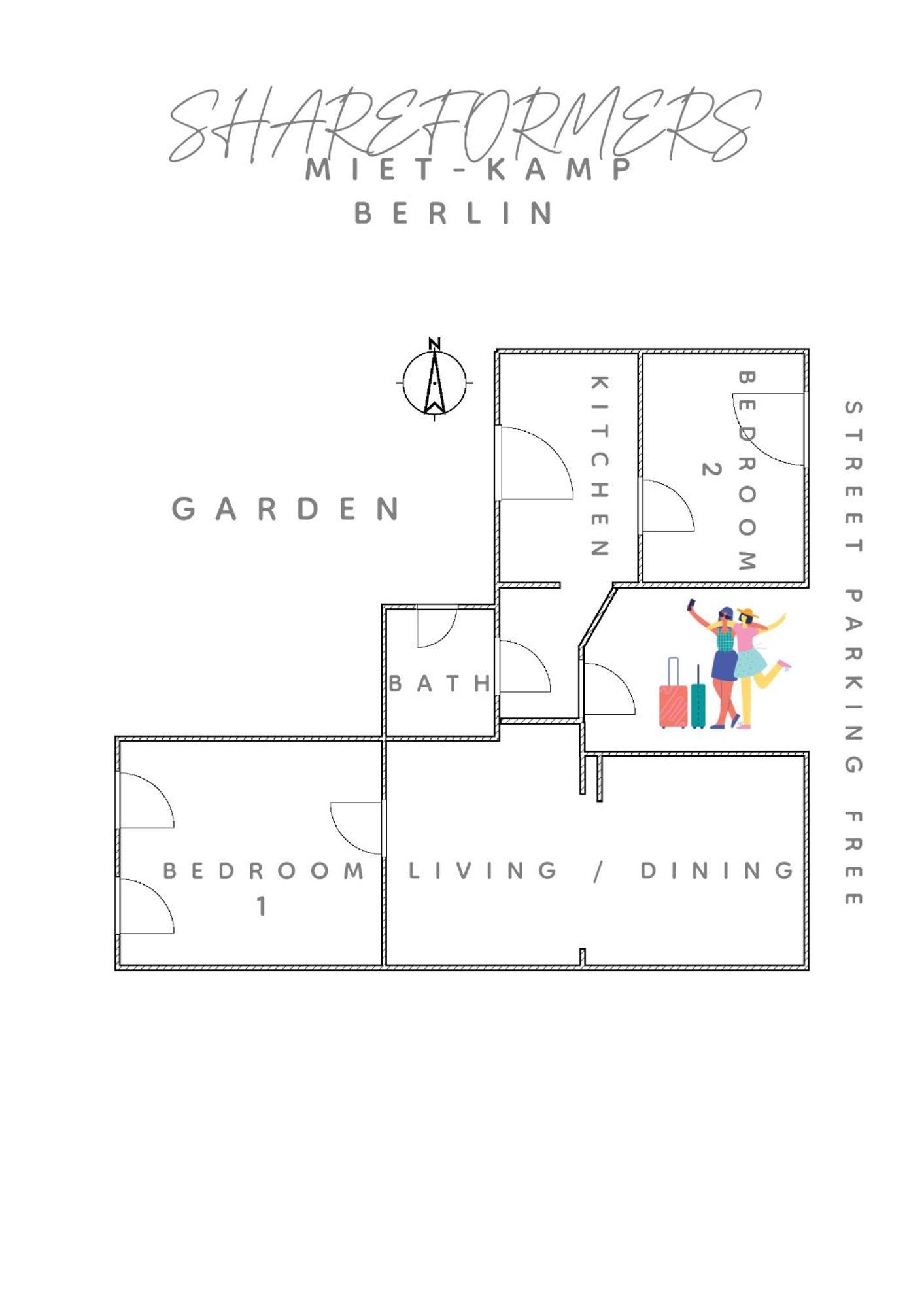 Miet-Kamp Ruhig, Zentral, Nahe Messe, Ausgefallenes Design 2 Schlafzimmer Berlin Kültér fotó